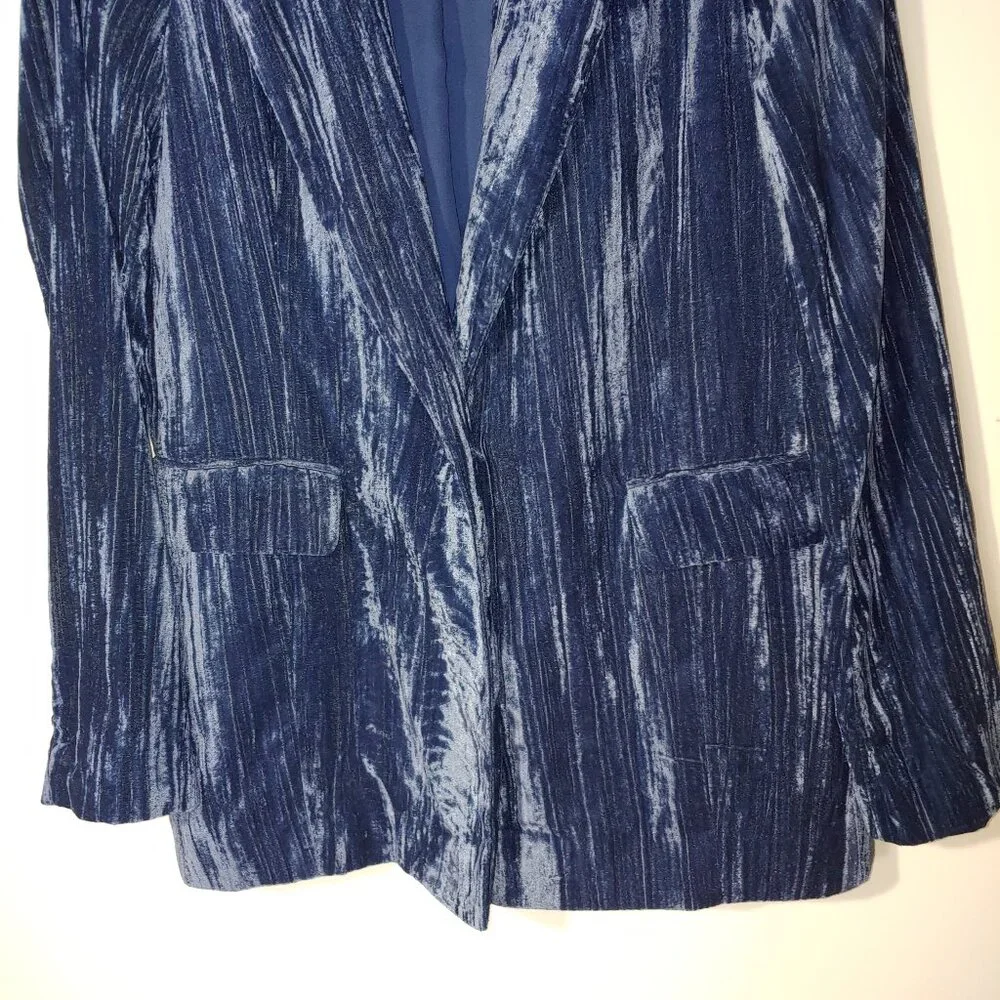 Topshop Luxury Collection Oversized Navy Blue Crinkle Velvet Blazer 4